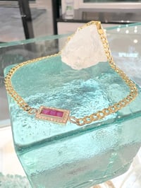 Image 2 of 14k diamond & ruby Cuban link bracelet 