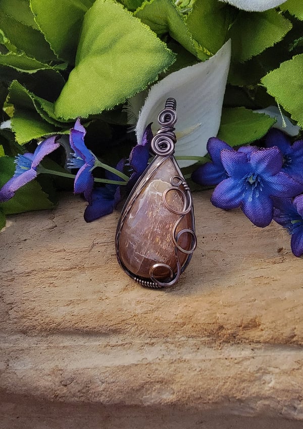 Image of Wire Wrapped Sunstone Pendant
