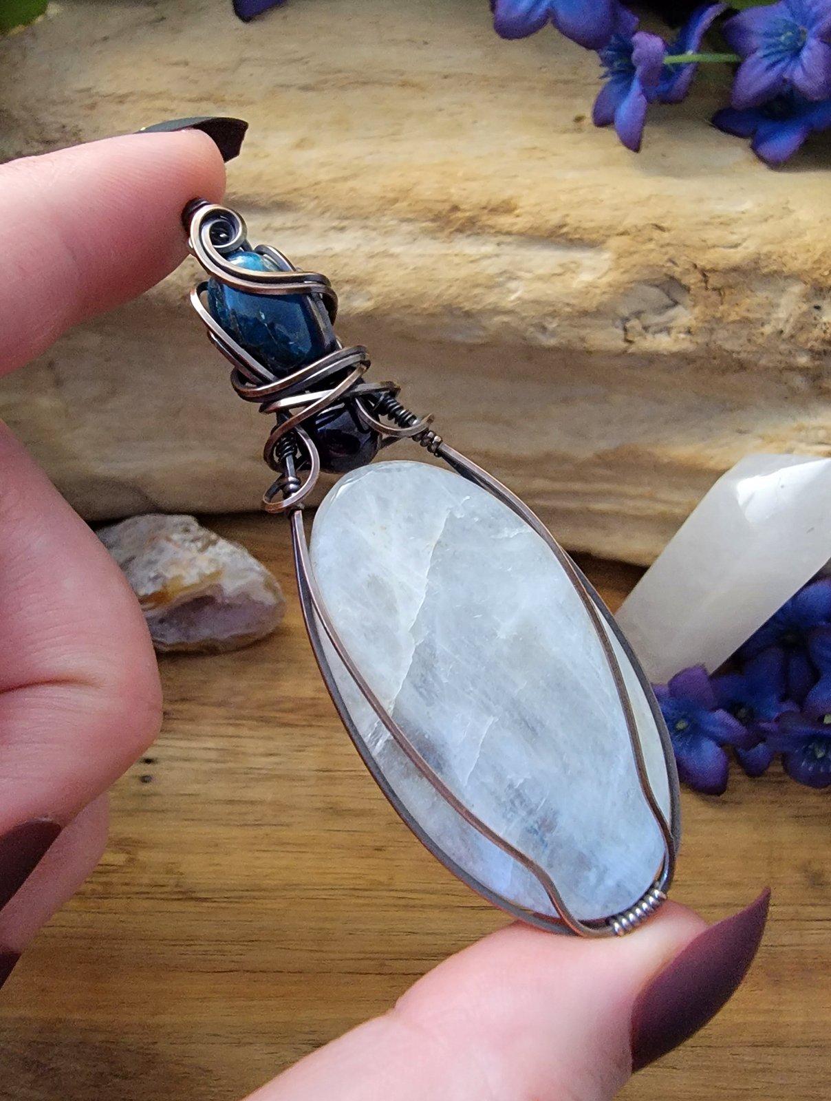 Wholesale Natural Amethyst Wire Wrapped Pointed Big Pendants - Pandahall.com
