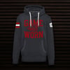 Canada GAME-WORN Super Heavyweight Pullover Hooded Sweatshirt - Vintage Black with Red