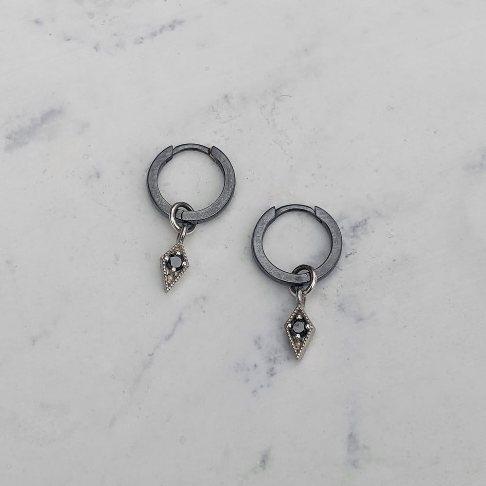 Image of Diamond Charm Hoops