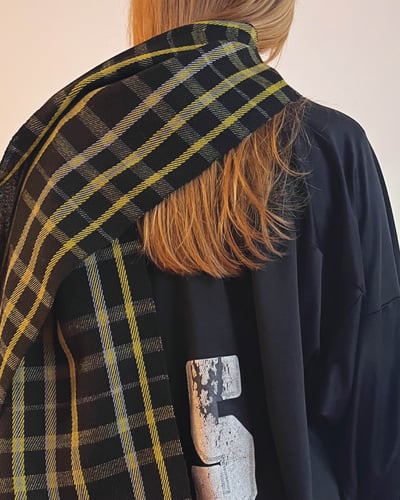 Image of Handwoven Tartan Scarf in Naive Couture (Goth)