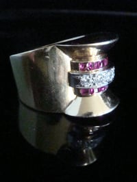 Image 2 of LARGE 1920s- 1940s FRENCH TANK 18CT PLATINUM RUBY DIAMOND SET RING