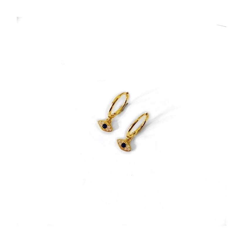 Image of Gold Evil Eye Hoop Earrings 