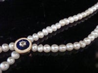 Image 3 of GEORGIAN  1800s 18CT NATURAL SALTWATER PEARL GUILLOCHE ENAMEL DIAMOND CHOKER NECKLACE