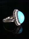 Antique 1920s 18ct white gold turquoise and diamond halo target cluster ring