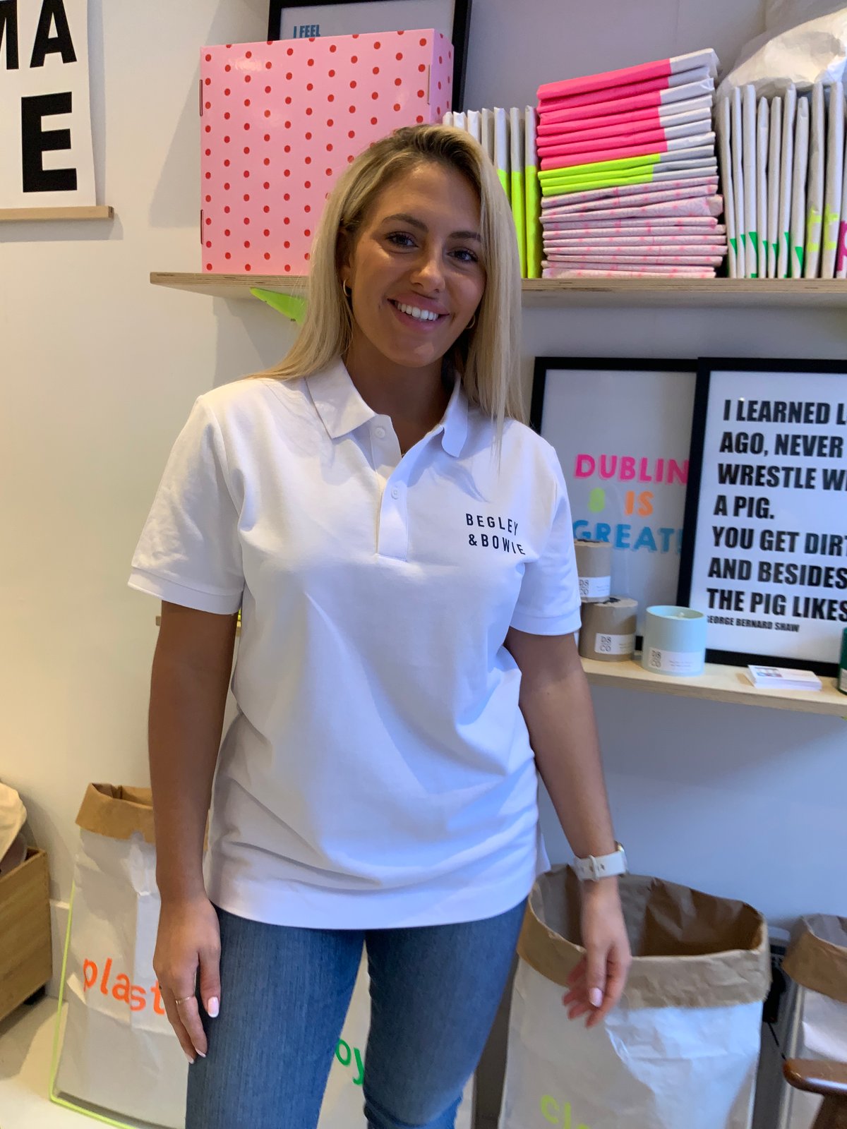 Image of White Unisex Polo Shirt with Logo 