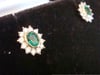 STUNNING 18CT MAPPIN AND WEBB NATURAL EMERALD 0.80CT DIAMOND CLUSTER EARRINGS