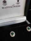 STUNNING 18CT MAPPIN AND WEBB NATURAL EMERALD 0.80CT DIAMOND CLUSTER EARRINGS