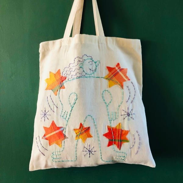 Image of Hand Embroidered Tote Bag 