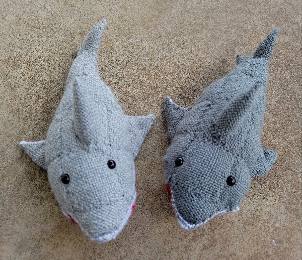 Image of Shark, Dice Guardian, Handmade Stuffie, Handwoven, Small