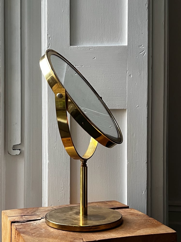 Image of Double-Sided Brass Vanity Mirror by Hans Agne-Jakobsson, Sweden