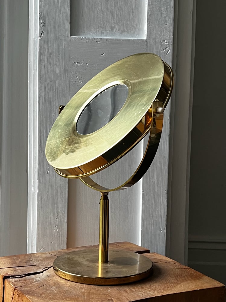 Image of Double-Sided Brass Vanity Mirror by Hans Agne-Jakobsson, Sweden