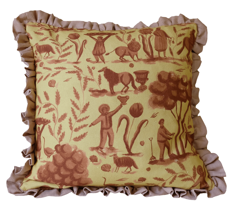 Image of Yellow Toile Cushion Cover