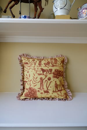 Image of Yellow Toile Cushion Cover