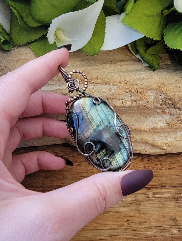 Image of Labradorite Wire Wrapped in Copper