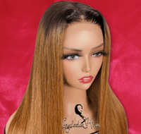 Light Auburn Ombre Straight HD Wig 