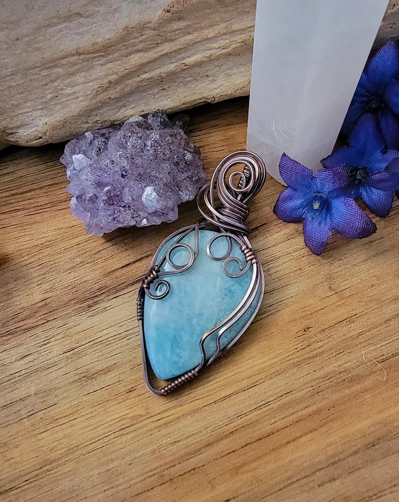 Image of Amazonite Wire Wrapped in Copper