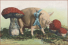 Pig with Giant Mushrooms Art Print