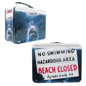 Image of Jaws No Swimming Retro Style Tin Tote Lunch Box