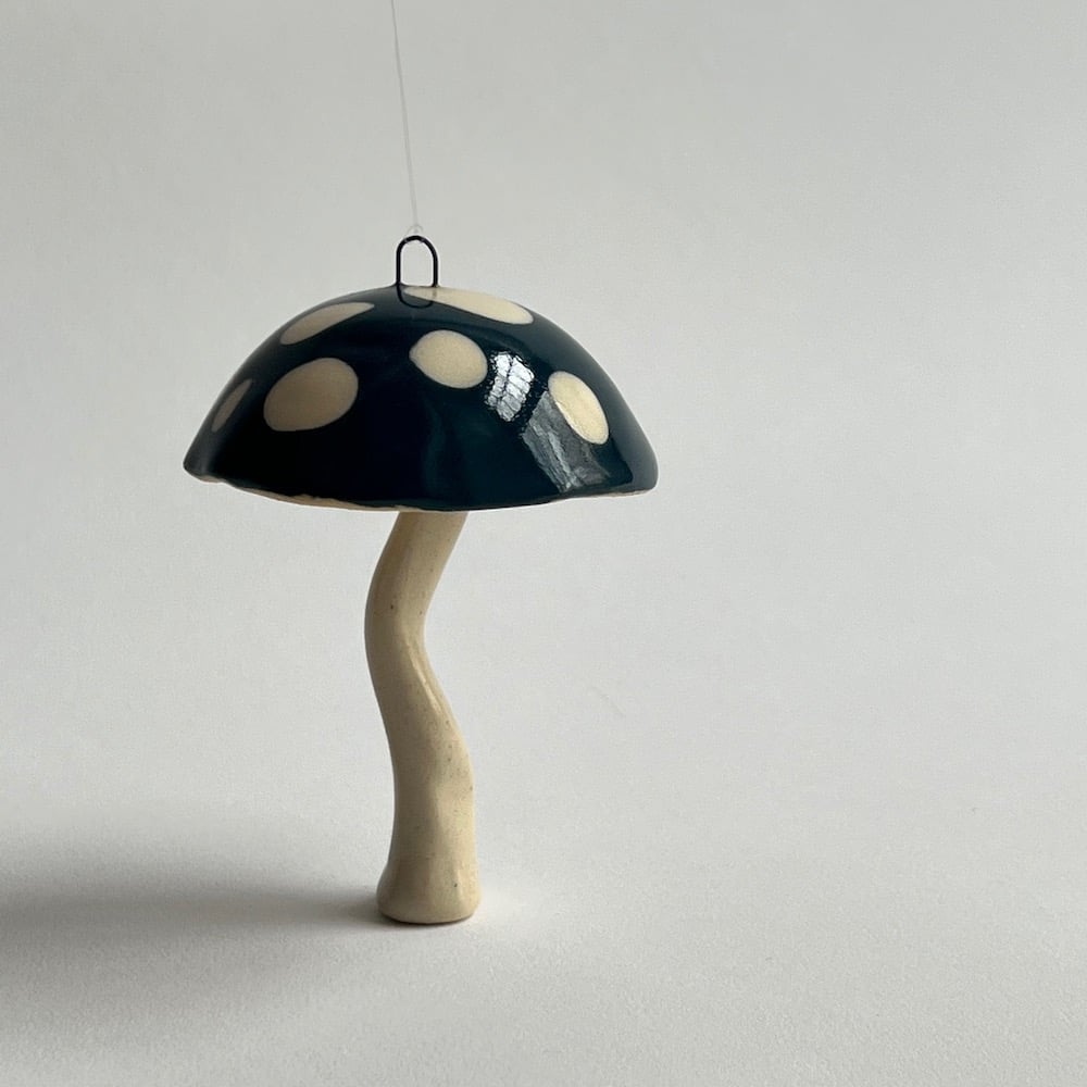 Dark Teal Mushroom Ornament