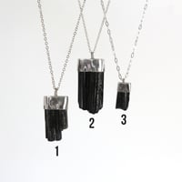 Image 2 of Black Tourmaline (Schorl) Sterling Silver Crystal Necklace