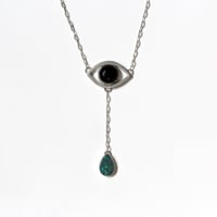 Image 2 of Australian Opal & Onyx Crying Eye Sterling Silver Necklace