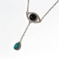Image 1 of Australian Opal & Onyx Crying Eye Sterling Silver Necklace