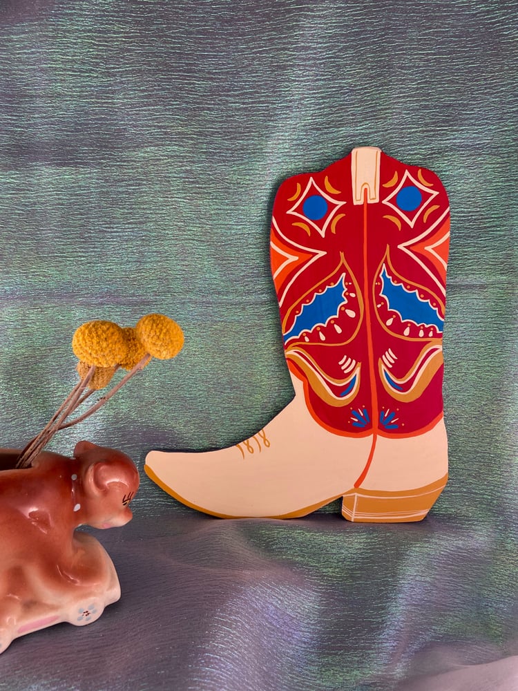 Image of Wooden boot wall hanging