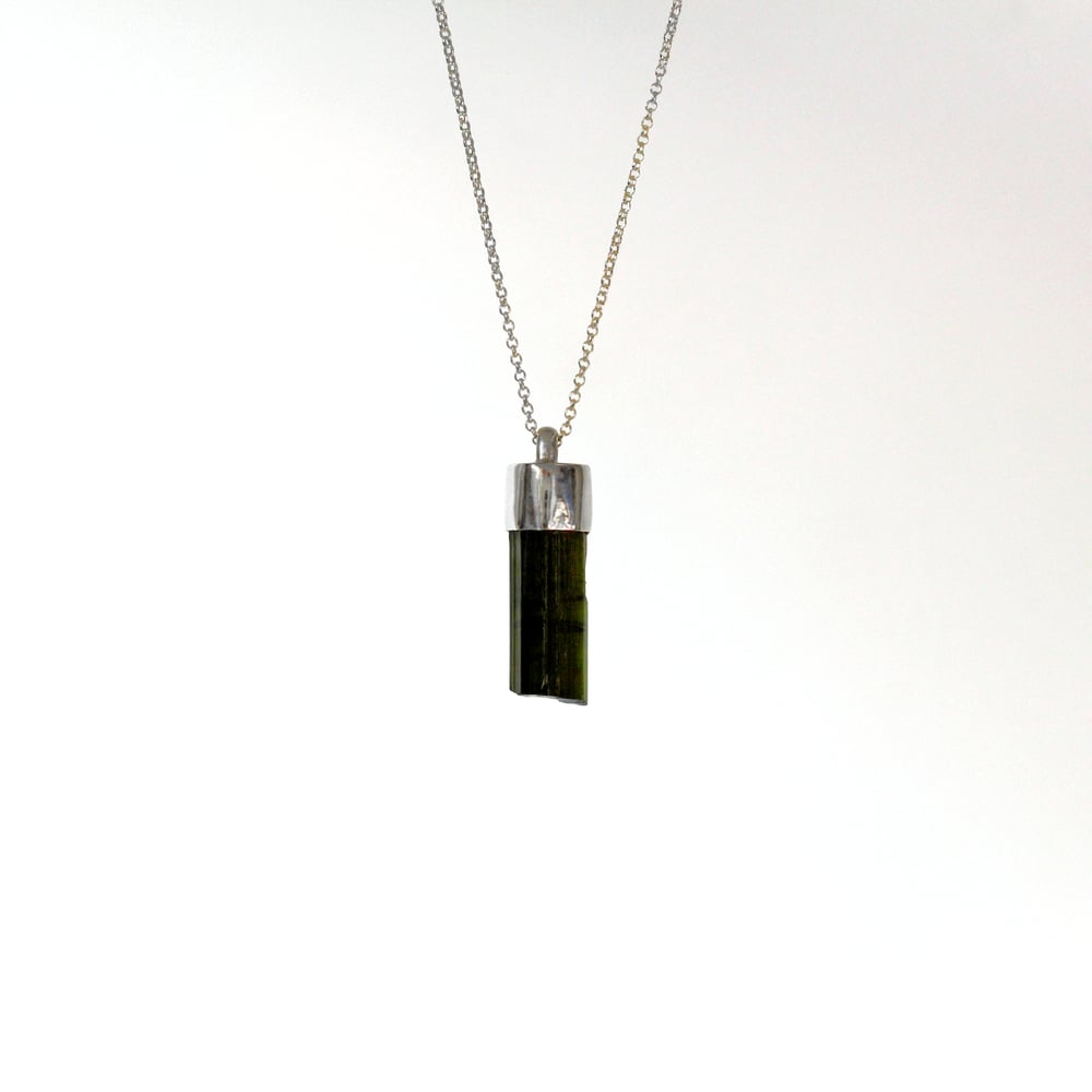 Green Tourmaline Sterling Silver Crystal Necklace