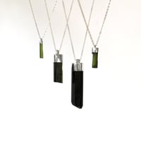 Image 1 of Green Tourmaline Sterling Silver Crystal Necklace