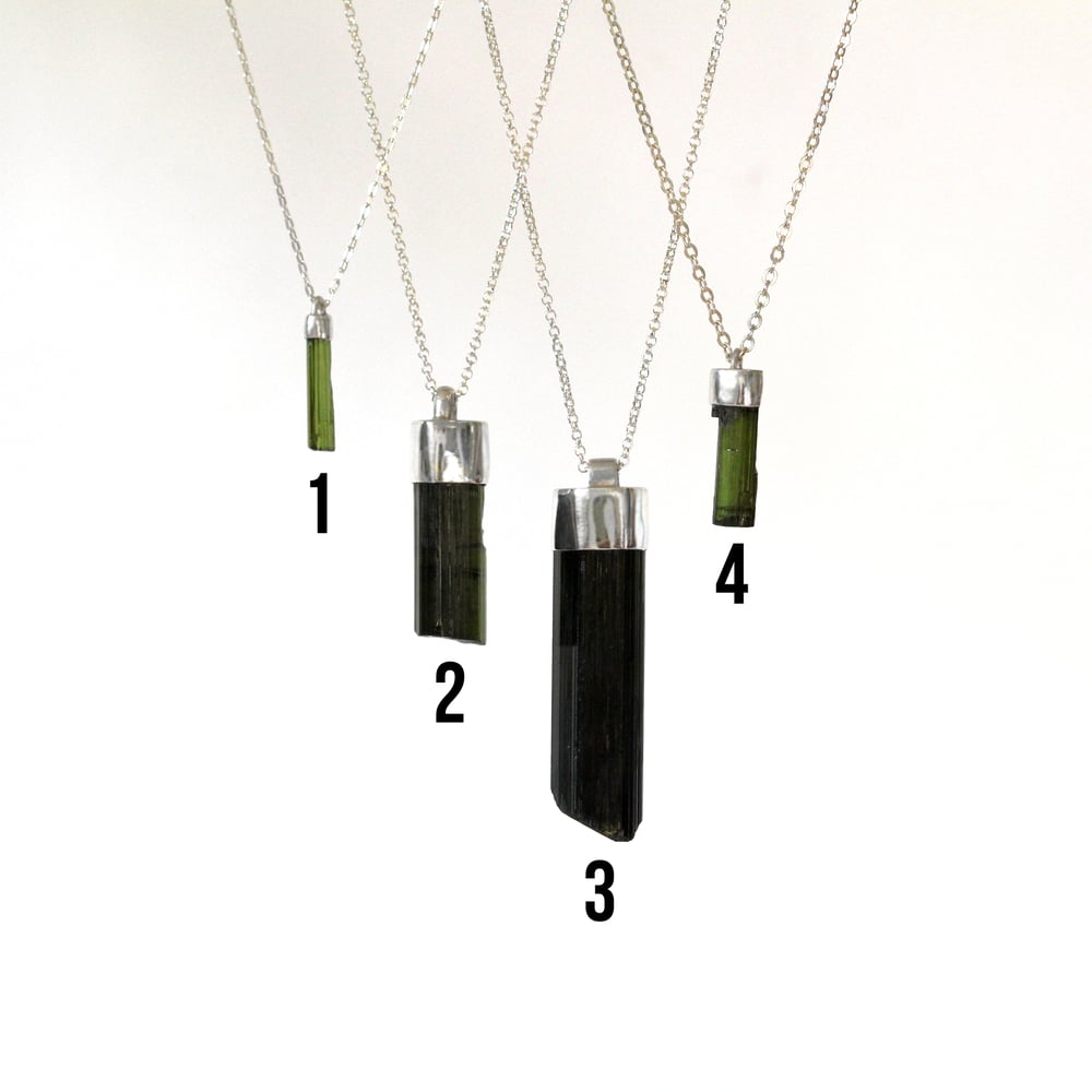 Green Tourmaline Sterling Silver Crystal Necklace