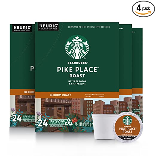 Image of Medium Roast Coffee—Pike Place Roast for Keurig Brewers—100% Arabica—4 b