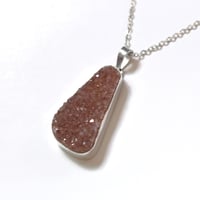 Image 2 of Rose Pink Druzy Quartz Sterling Silver Necklace