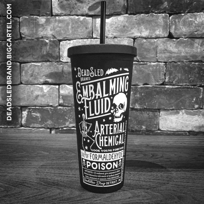 Embalming Fluid 24oz. Matte Black Plastic Tumbler deadsledbrand