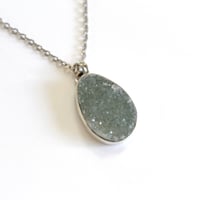 Image 3 of Green Druzy Quartz Sterling Silver Necklace