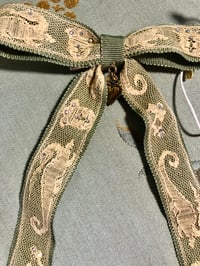 Image 1 of Sage long tail bow with dragon lace. 