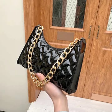Black Mini Chain Quilted Handbag | Bellago Fashions