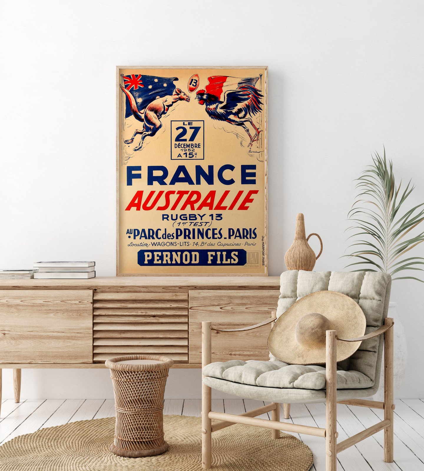 France-Australie | Rugby 13 | Paul Ordner | 1952 | Event Poster