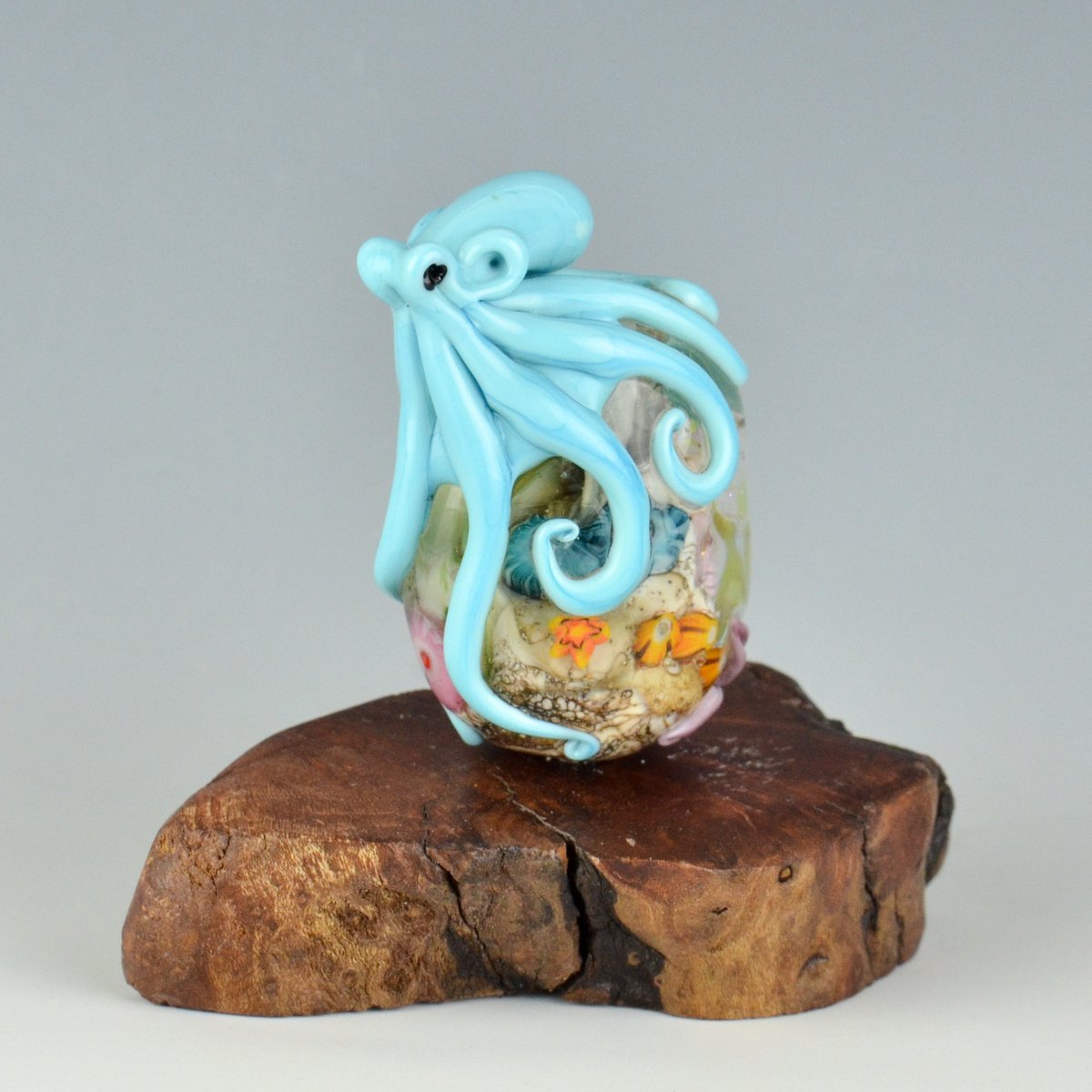 Image of LG. Octopus Garden Aquarium Bead - Flamework Glass Sculpture Bead