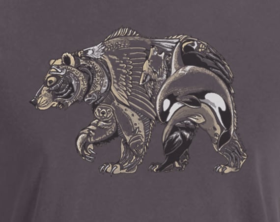 Glacier Bear garment dyed t-shirt / Coyote Graphics