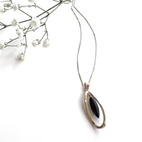 Image 1 of Vintage 14k Gold and Onyx Elipse Necklace