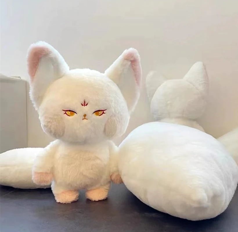 WHITE Fluffy Fox Plush Toy PUFFSFOX