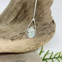 Image 1 of Gobi Turquoise Teardrop in Hammered Sterling Silver necklace