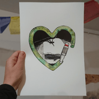 Image 1 of Green open heart biner - Print