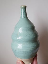 Image 3 of wavy teal thin neck vase