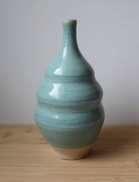 Image 1 of wavy teal thin neck vase