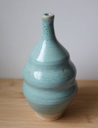 Image 4 of wavy teal thin neck vase
