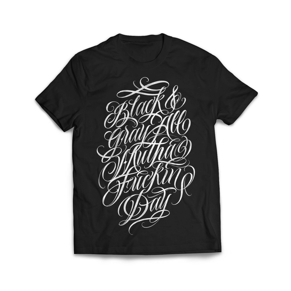 Black & Gray All MF Day Script Tee