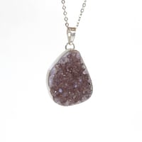Image 3 of Mauve Purple Quartz Druzy Sterling Silver Necklace